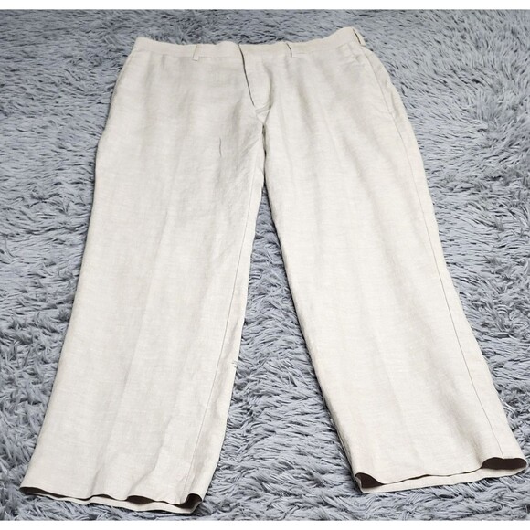 Cubavera Pants Mens 34x30 Beige Linen Blend Dress Flat Front Lightweight Summer - Picture 1 of 10
